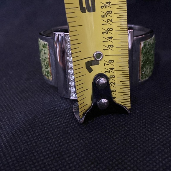 Vintage green glitter Geneva ladies watch bangle-used - Picture 8 of 10